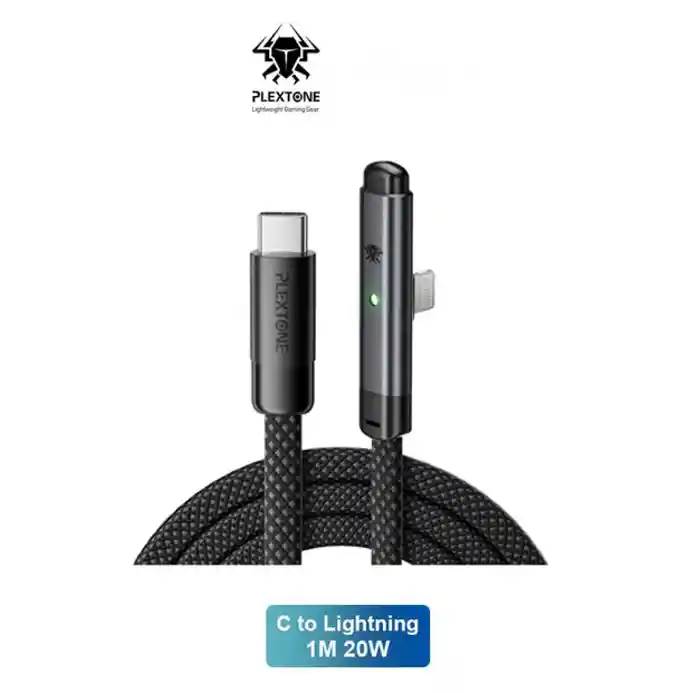 Plextone T100 Type C to Lightning PD 20W 66W Elbow 90 Degree Gaming Charging Data Cable